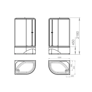 Душевая кабина Domani-Spa Delight 128 Slim R high 1200*800*2180, тонированное стекло, задняя черная стеклянная панель — изображение 4