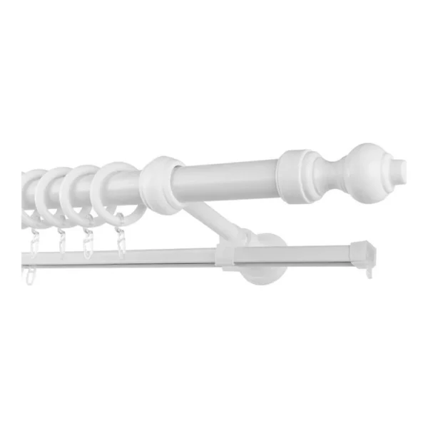 4607100312734-2.webp Карниз 2,4м. 2-х ряд. Белый круглый (Кантри+шина) - главное фото