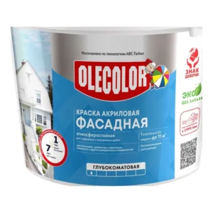 Краска водно-дисп. фасадная OLECOLOR 7 кг. - главное фото