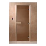 Дверь для бани 180х70 (стекло бронза 8мм., 3 петли, ольха/береза) - фото 1