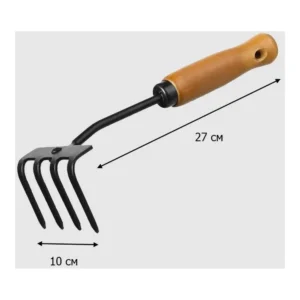 Грабли садовые, 4 зубые прямые с деревянной ручкой "Урожайная сотка" - фото 2