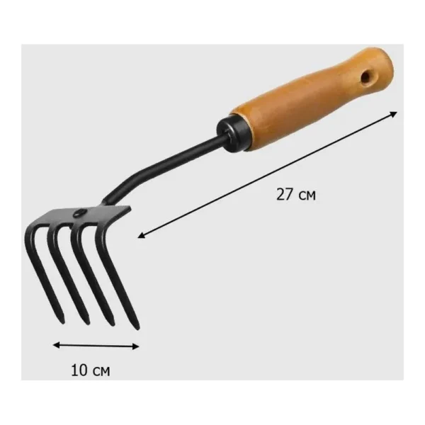 Грабли садовые, 4 зубые прямые с деревянной ручкой "Урожайная сотка" - фото 2