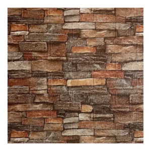 Панель ПВХ самоклеящаяся "Кирпич коричневый с серым" 70х77х3мм - фото 1